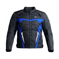 CHAQUETA SAFE DRIVE PARA MOTO | BICAPA NEGRA AZUL CON PROTECCIONES CE