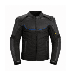 CHAQUETA CUERO CORDURA MIXTA NEGRA AZUL