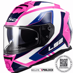 CASCO LS2 FF800 STORM II TECHY BLANCO ROSA | CERTIFICADO ECE 22.06