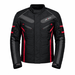 CHAQUETA MOTO CORDURA RB NEGRO ROJO | RESISTENCIA Y PROTECCIÓN PARA CADA RUTA