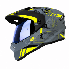 CASCO HRO MX-330DV SPACE RACE GRIS AMARILLO | CASCO MULTIPROPÓSITO CON DOBLE VISOR