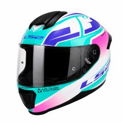 CASCO INTEGRAL LS2 FF802 FLASH II IMPACT BLANCO ROSA CELESTE | SEGURIDAD Y ESTILO