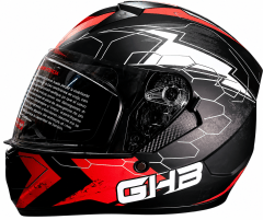 CASCO INTEGRAL GHB M-67 NEGRO ROJO DETALLES GRIS | ESTILO Y SEGURIDAD PARA CADA RECORRIDO