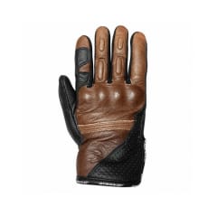 GUANTE PARA MOTO DE CUERO LISO CAFÉ NEGRO