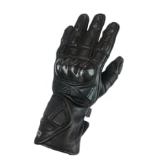 GUANTES MOTO CUERO SHELTER MISSILE NEGRO GRIS PROTECCIÓN CARBONO