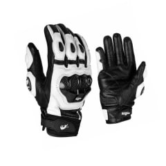 GUANTE MOTO FURYGAN CUERO BLANCO NEGRO