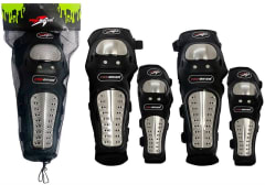 Set de Rodillera y Codera Protección Metálica para Motociclista Pro-Biker - Negro