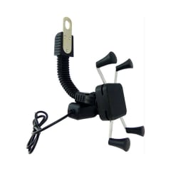 PORTA CELULAR DE BRAZO PARA ESPEJO EN MOTO | SOPORTE AJUSTABLE CON CARGA USB