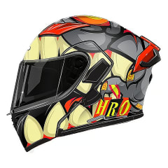 CASCO HRO 3400DV BAD BUNNY GRIS MATE NARANJA NEÓN | CASCO ABATIBLE CERTIFICADO DOT