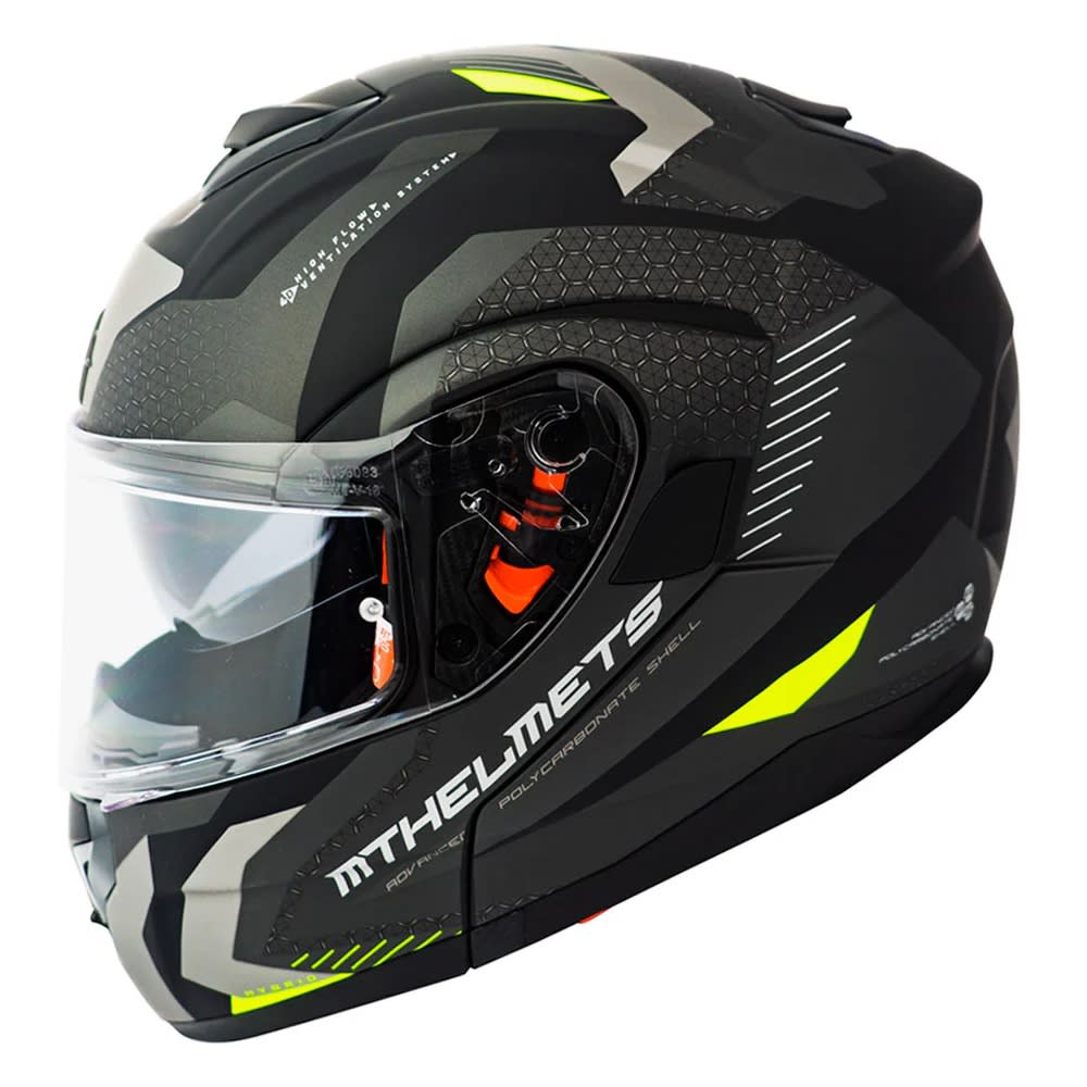 CASCO MT HELMETS ATOM SV HÍBRIDO F2 AMARILLO FLÚOR | CASCO ABATIBLE CERTIFICADO CON VISOR SOLAR3