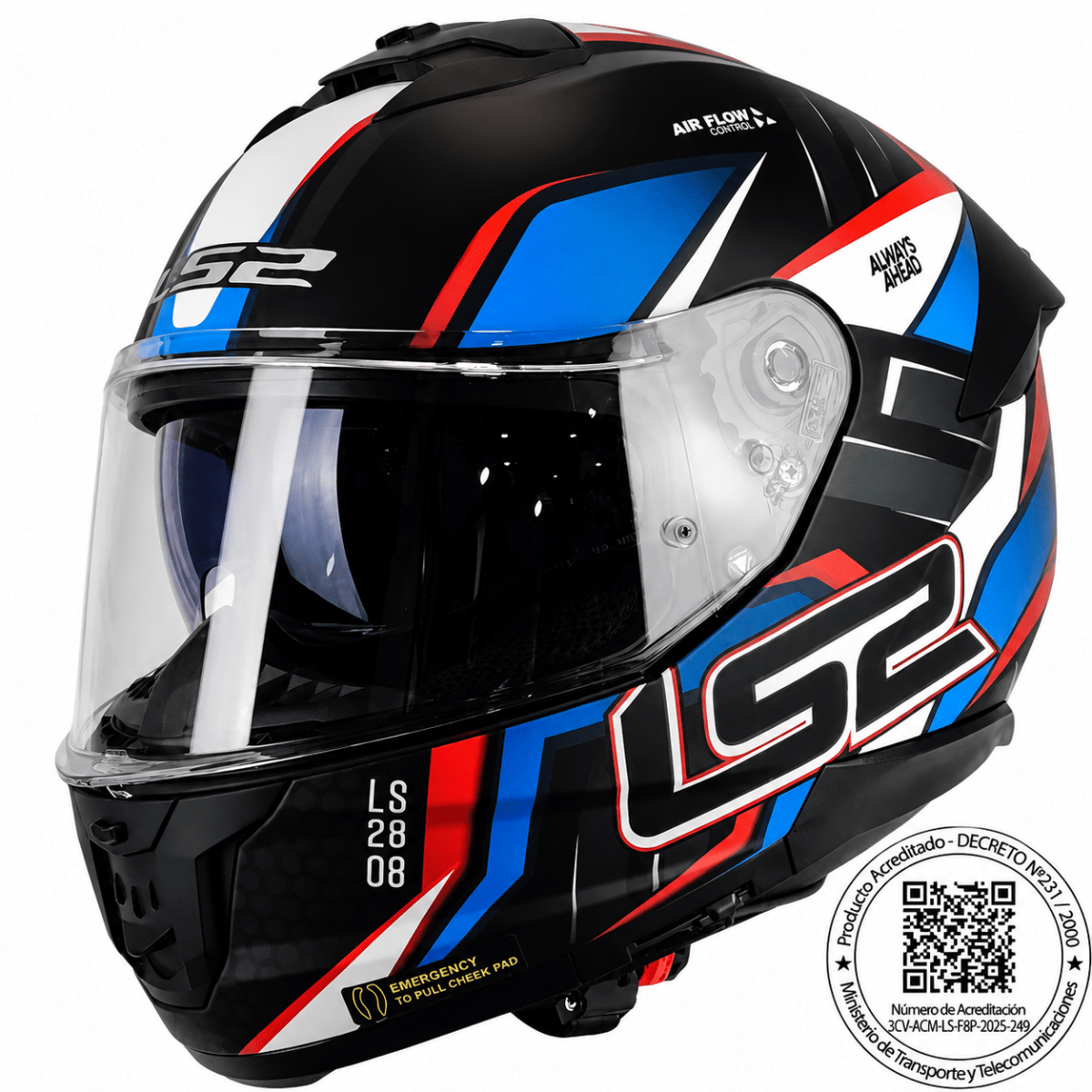 CASCO LS2 FF808 STREAM II TINUX NEGRO ROJO MATE | CERTIFICADO ECE 22.061
