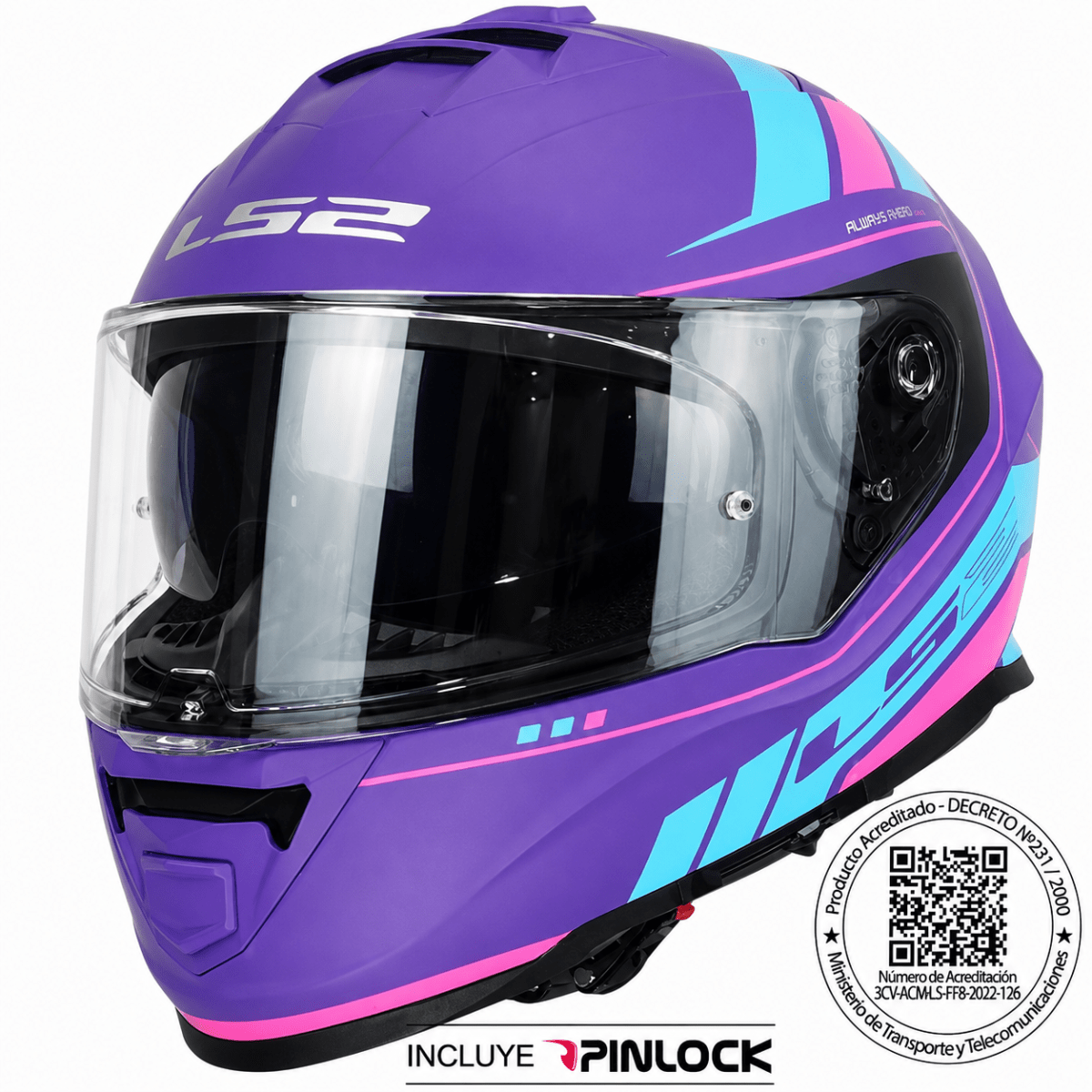 CASCO LS2 FF800 STORM II FIST MORADO AZUL MATE | CERTIFICADO ECE 22.067