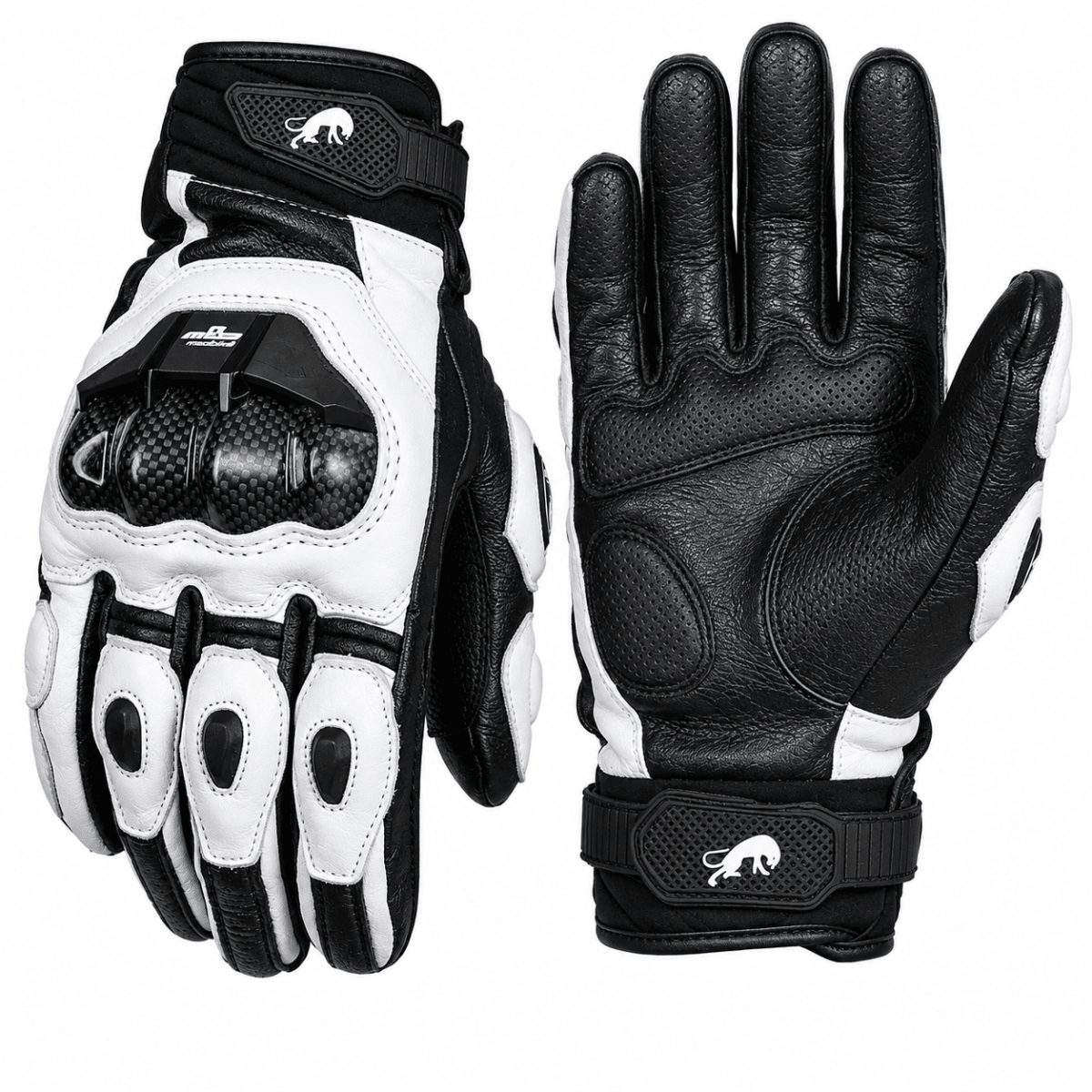 GUANTE MOTO FURYGAN CUERO BLANCO NEGRO | RENDIMIENTO DEPORTIVO Y PROTECCIÓN PREMIUM1