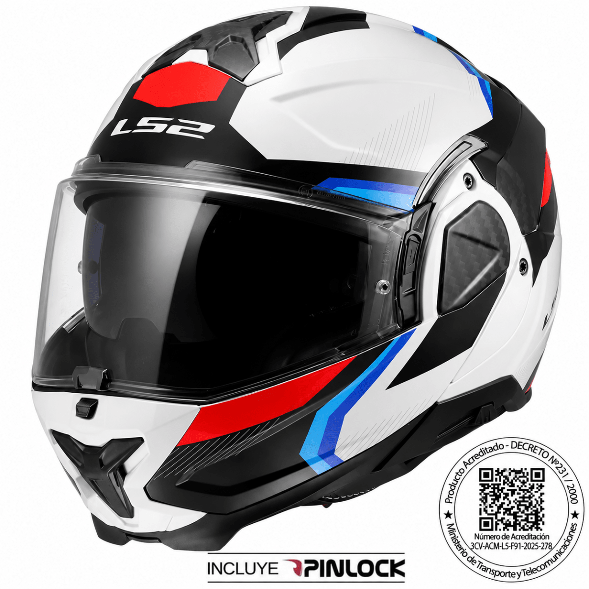 CASCO LS2 FF910 ADVANT II TRIPLE BLANCO AZUL ROJO | CERTIFICADO ECE 22.061