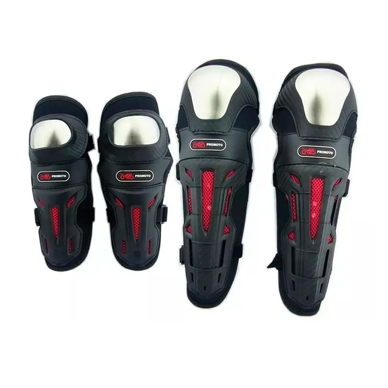 Set Protecciones Rodillera y Codera para Moto Promoto - negro rojo1