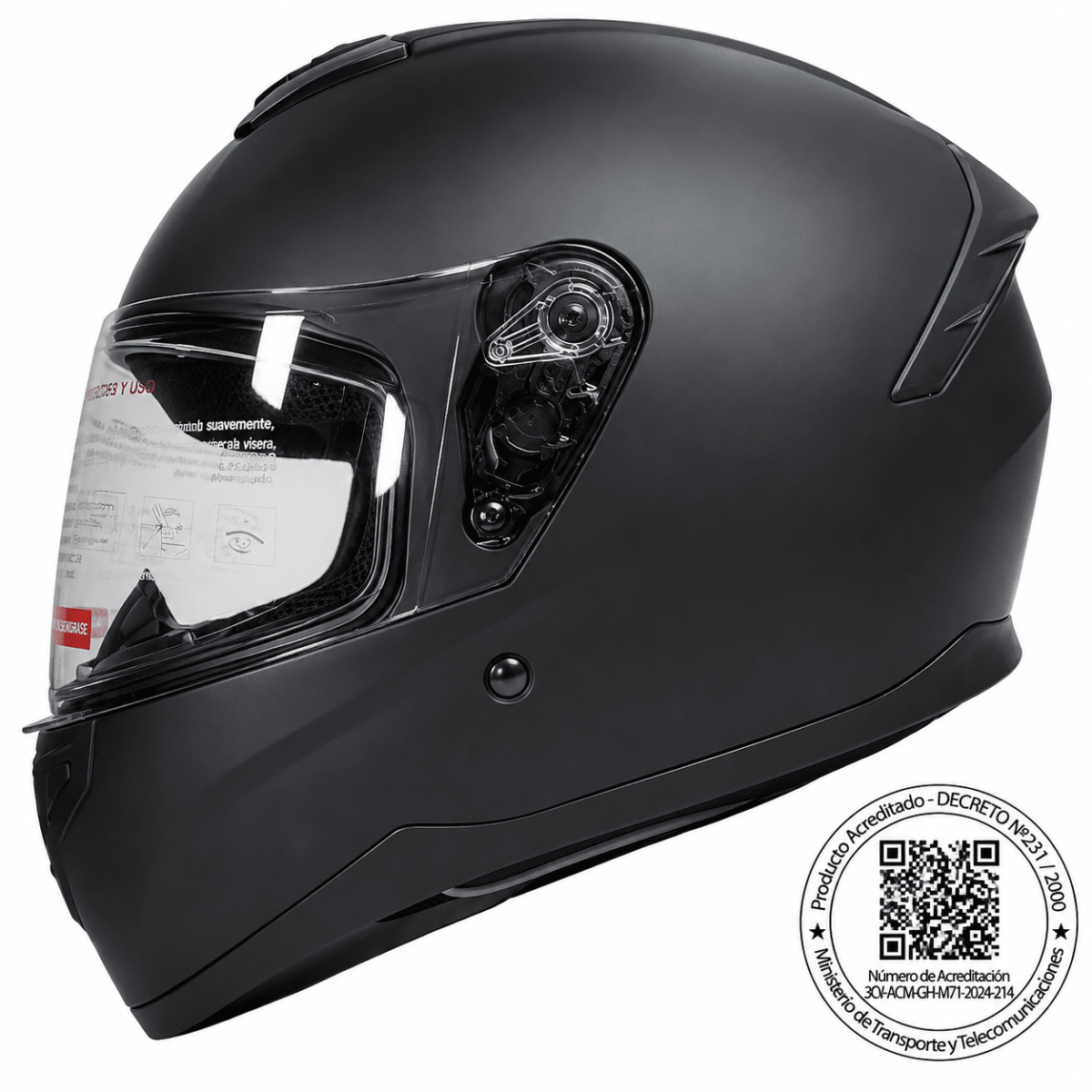 CASCO INTEGRAL GHB M-71 NEGRO MATE | SEGURIDAD Y CONFORT PARA CADA RECORRIDO1