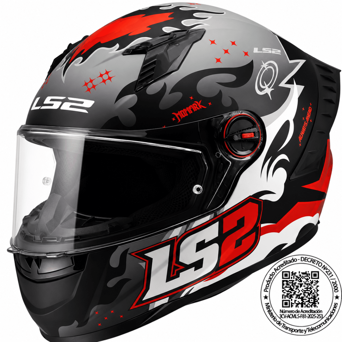 CASCO LS2 FF816 COSMOS MONARK NEGRO ROJO MATE | CERTIFICADO ECE 22.061