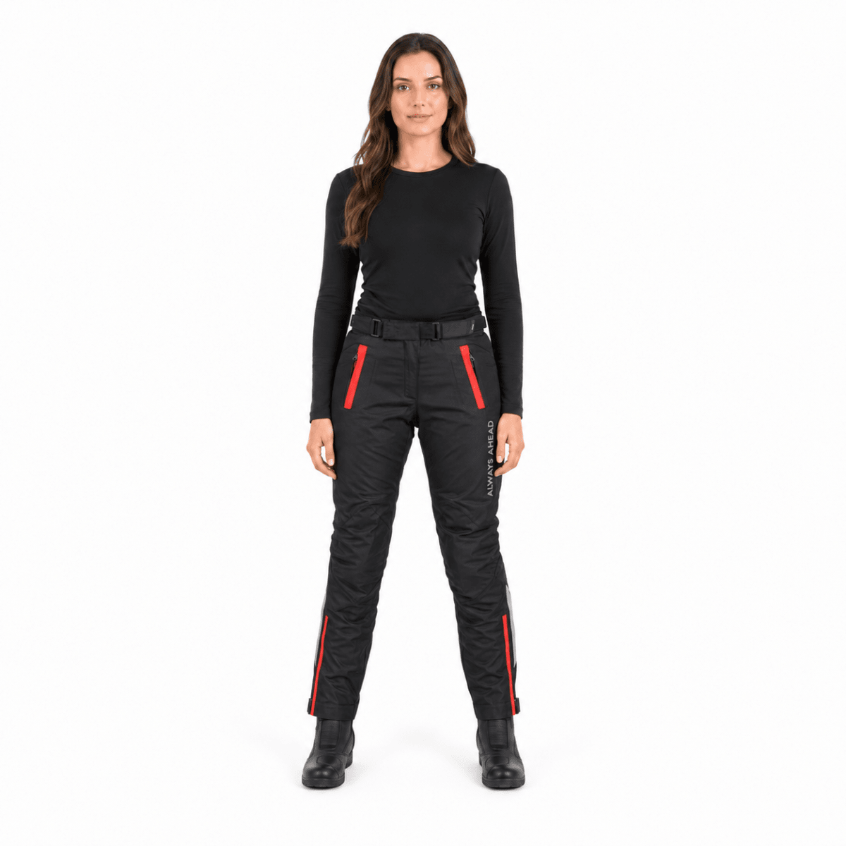 PANTALÓN LS2 CHART MUJER NEGRO ROJO | SEGURIDAD Y COMODIDAD PARA CADA DÍA3