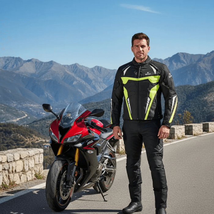 Chaquetas Para Motociclistas Safe Drive Negra Verde Fluor2