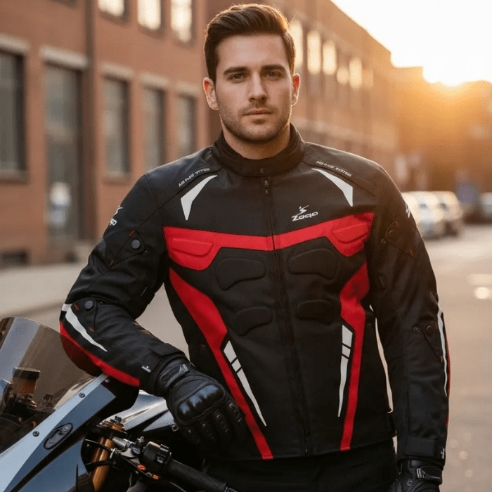 Chaquetas Para Motociclistas Safe Drive, Negra Rojo2