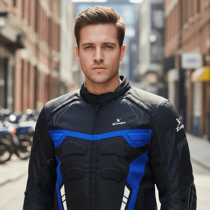 Chaquetas Moto Safe Drive negra azul2