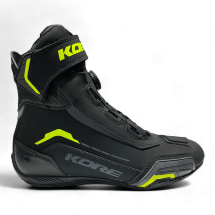 Bota Moto Kore Rapid Negro Amarillo Fluor3