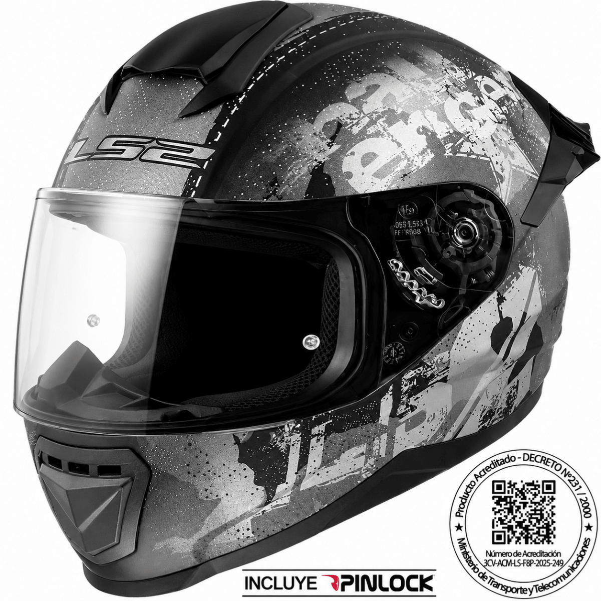 CASCO LS2 FF802 FLASH II POWER NEGRO SILVER | CERTIFICADO ECE 22.061
