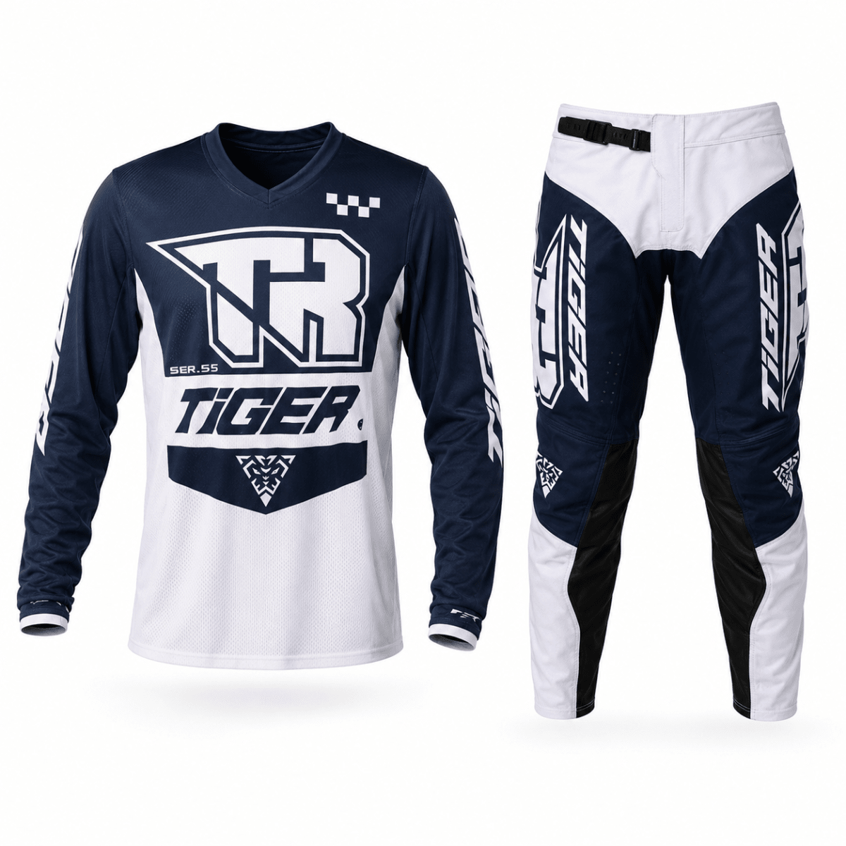 TRAJE PARA MOTO TIGER RACING TR 5.5S BLANCO AZUL MOTOCROSS ENDURO | RENDIMIENTO Y ESTILO OFF-ROAD1