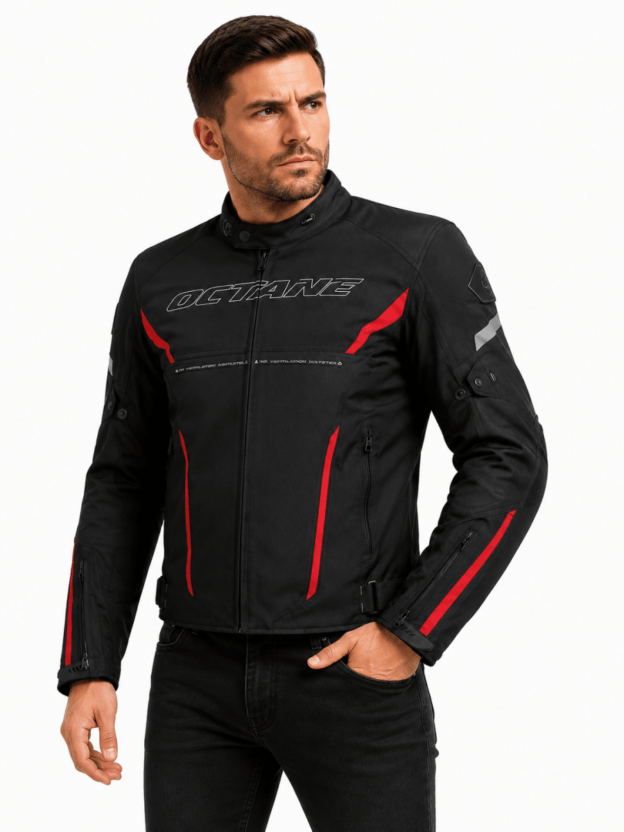 CHAQUETA OCTANE CONTRACT NEGRO ROJO | PROTECCIÓN Y CONFORT PARA CADA KILÓMETRO3