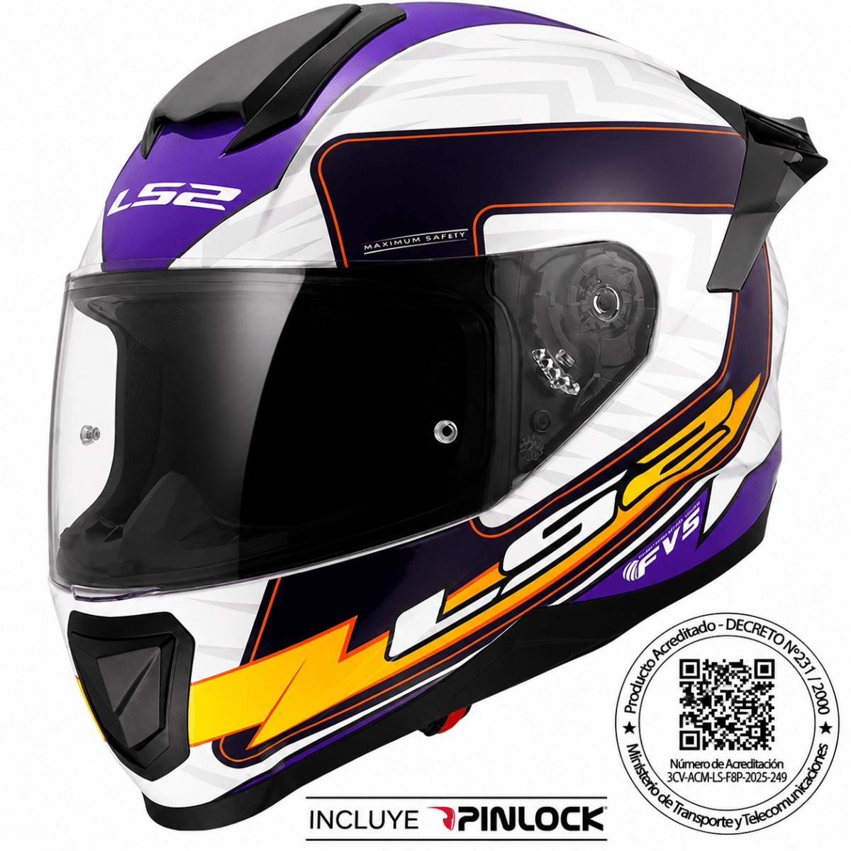 CASCO LS2 FF802 FLASH II ENERGY NEGRO MORA BLANCO | CERTIFICADO ECE 22.061