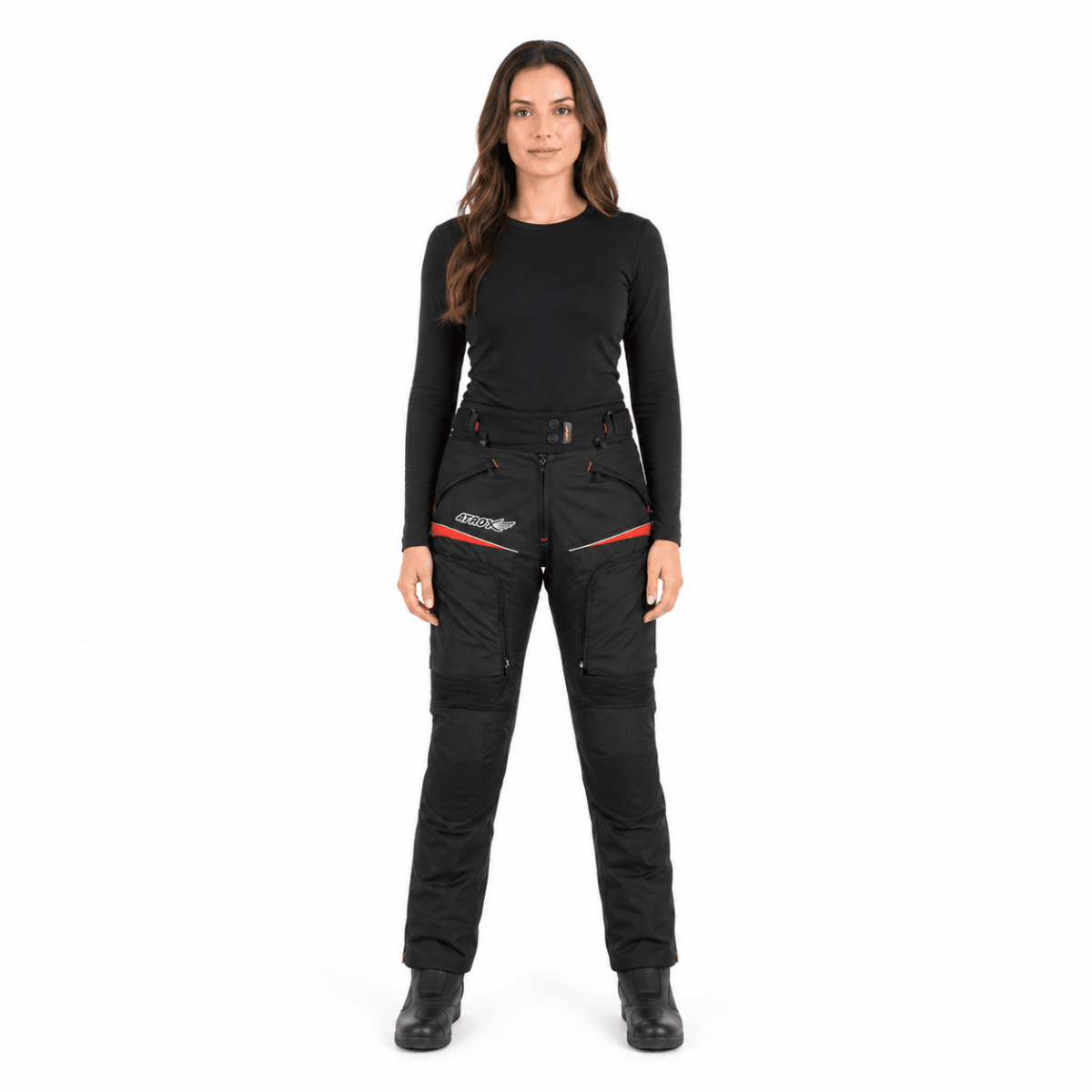 PANTALÓN ATROX MUJER 2683 NEGRO ROJO | PROTECCIÓN Y CONFORT PARA CADA AVENTURA3