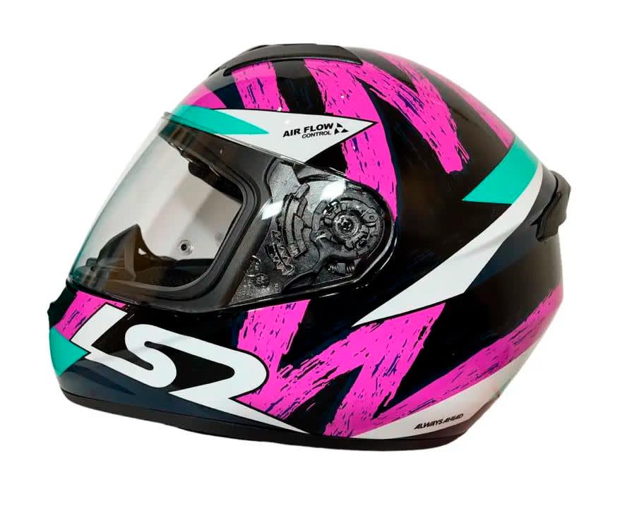 Casco Integral Ls2 Ff352 Wolves Negro Rosa1