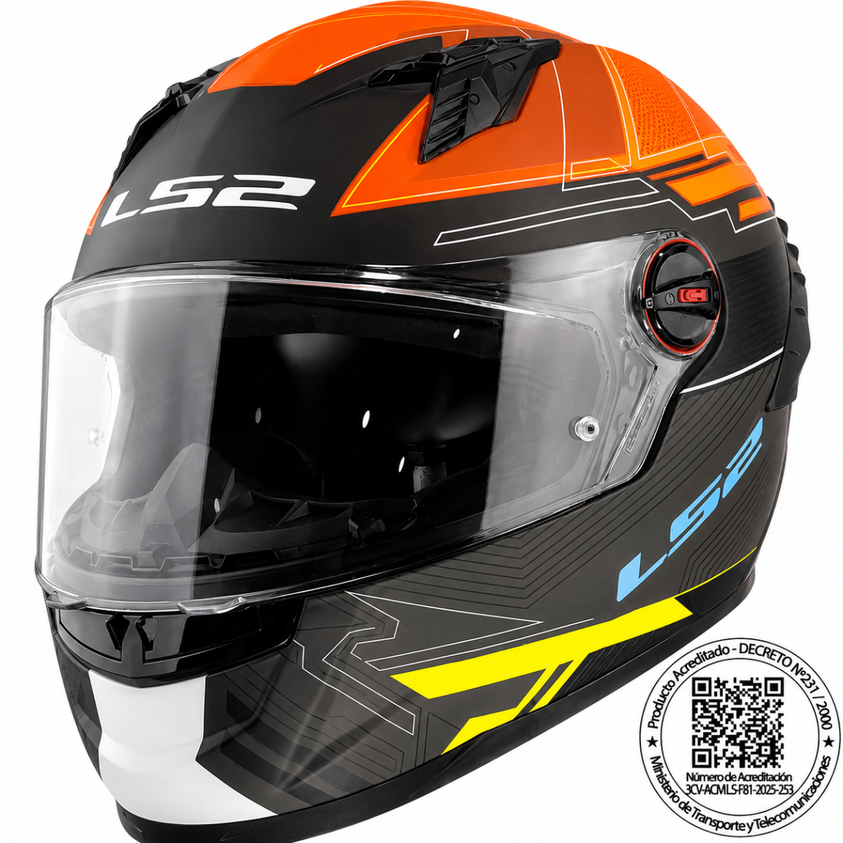 CASCO LS2 FF816 COSMOS DIGITAL NEGRO NARANJO MATE | CERTIFICADO ECE 22.061
