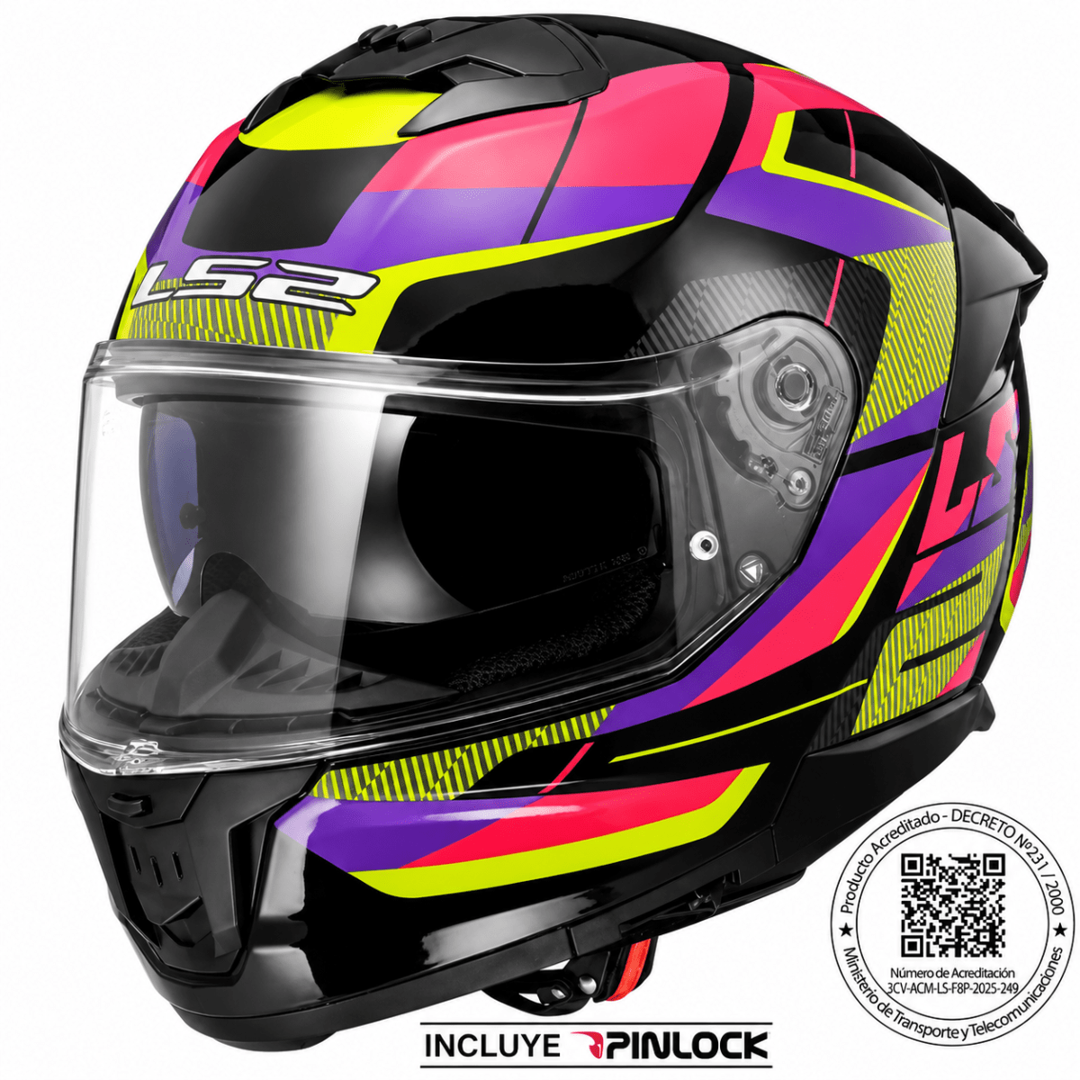 CASCO LS2 FF808 STREAM II NEGRO ROSA | CERTIFICADO ECE 22.061