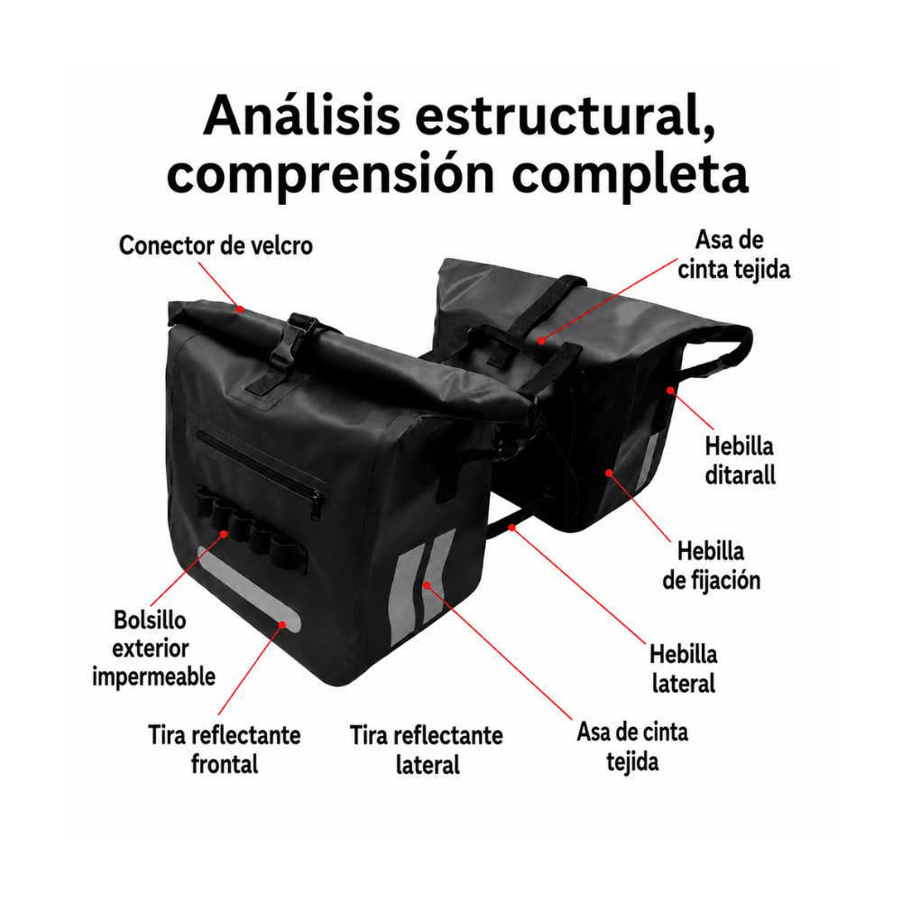 ALFORJA PARA MOTO ALXA DOBLE IMPERMEABLE 35 + 35 LITROS4