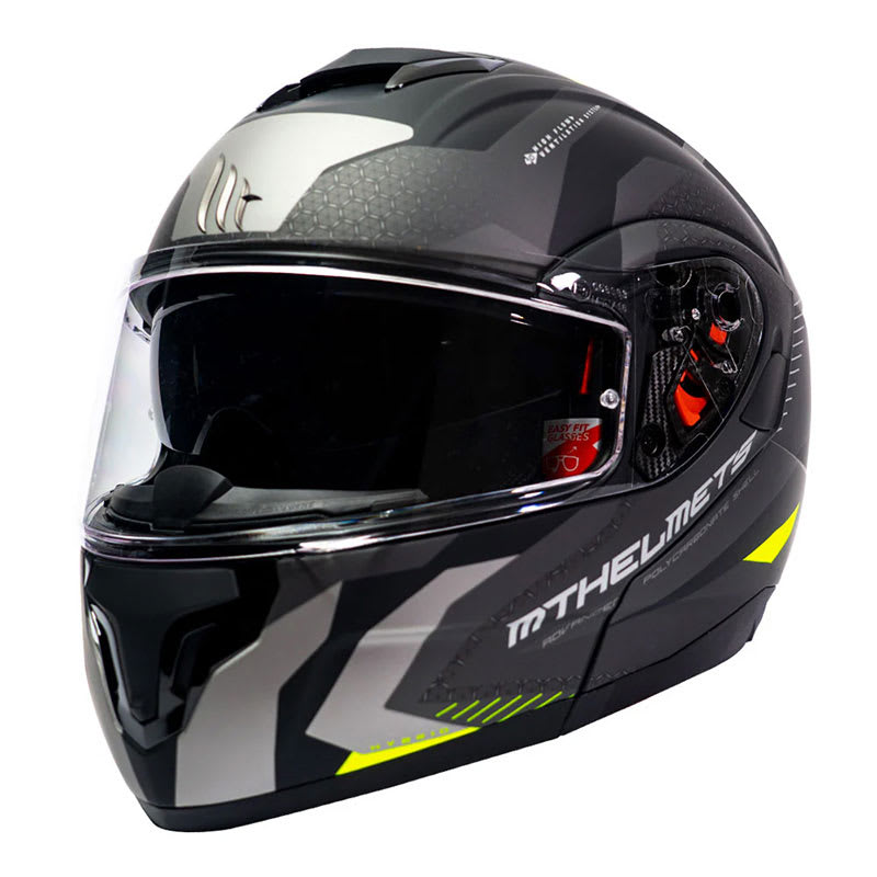 Casco de Moto MT Helmets – ATOM SV Híbrido F2 Amarillo Fluor + Antiempañante Fogoff1
