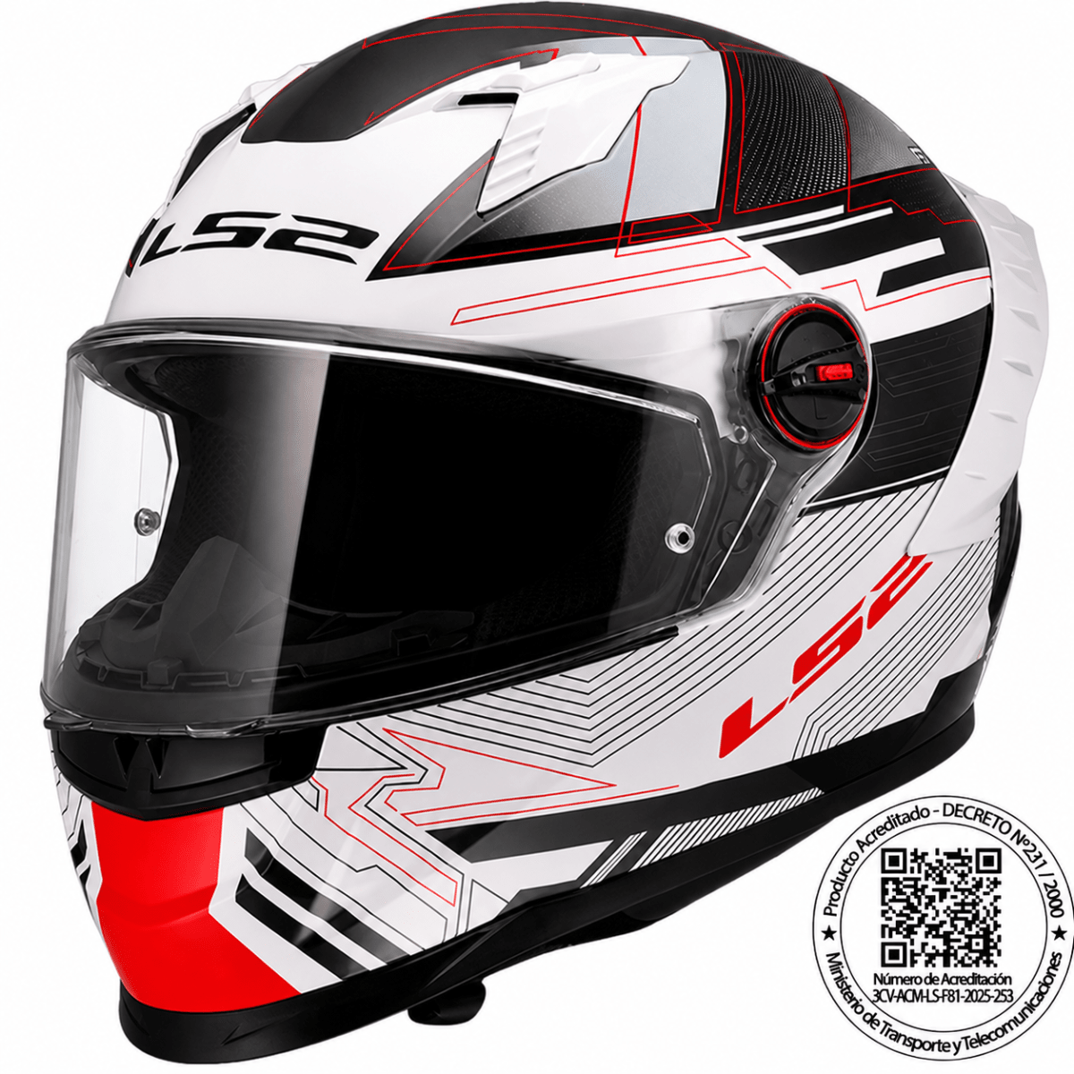 CASCO LS2 FF816 COSMOS DIGITAL BLANCO NEGRO ROJO | CERTIFICADO ECE 22.061