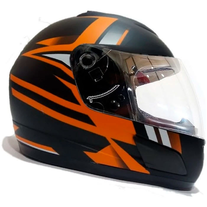 Casco Ghb 626 Herro Negro Naranjo Mate1