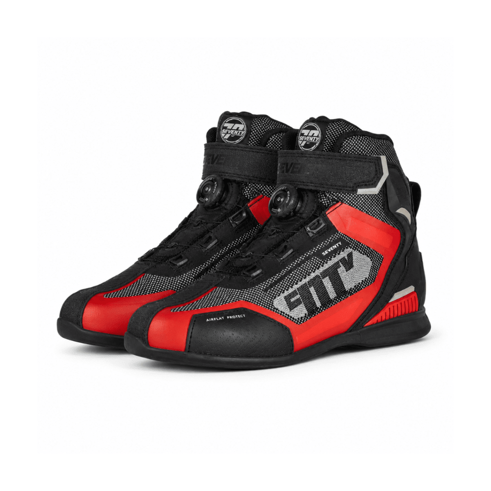 BOTA PARA MOTO SEVENTY VELOCE PRO CON PROTECCIONES NEGRA ROJA1