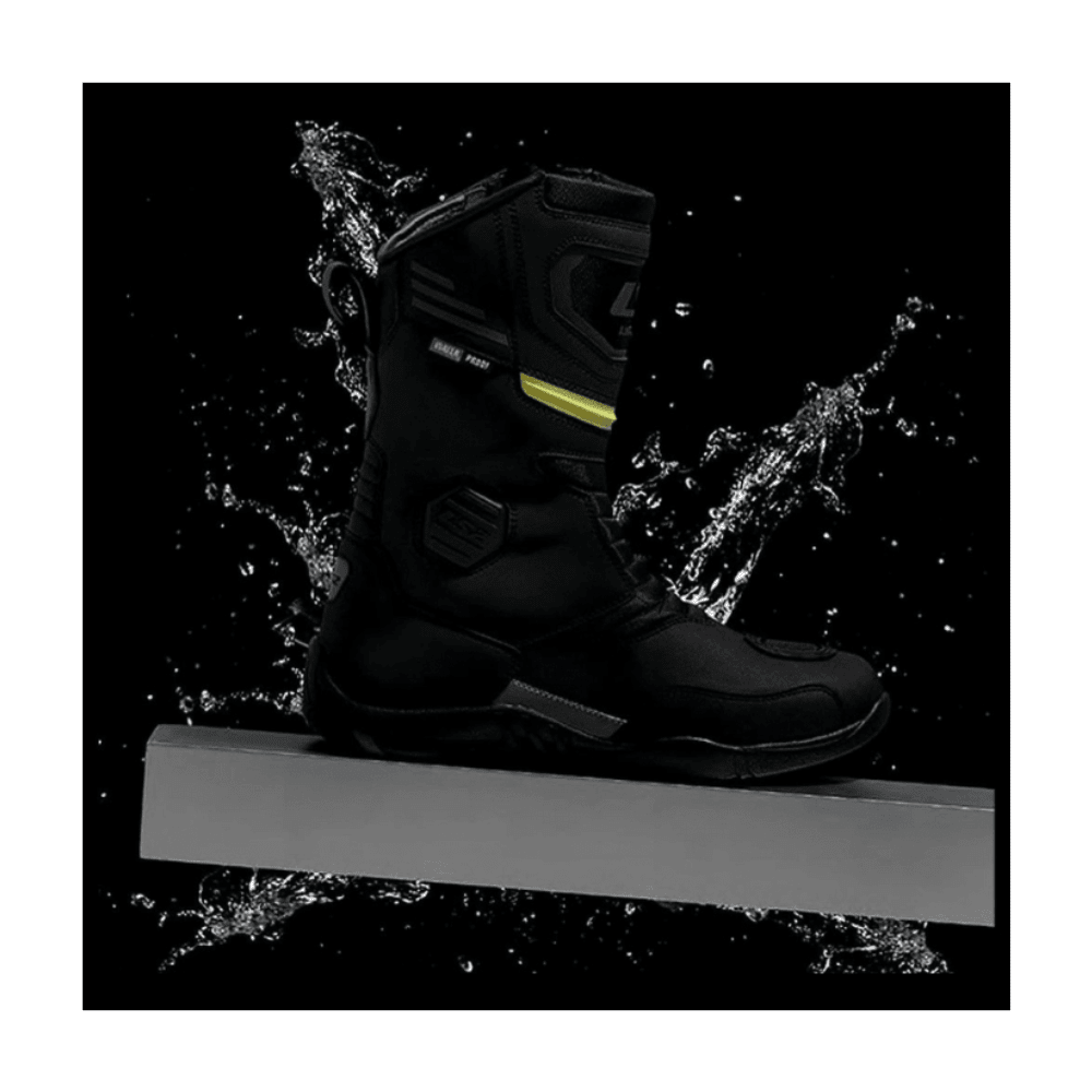 BOTA PARA MOTO MUJER LS2 GOBY WP IMPERMEABLE NEGRA Y AMARILLA3