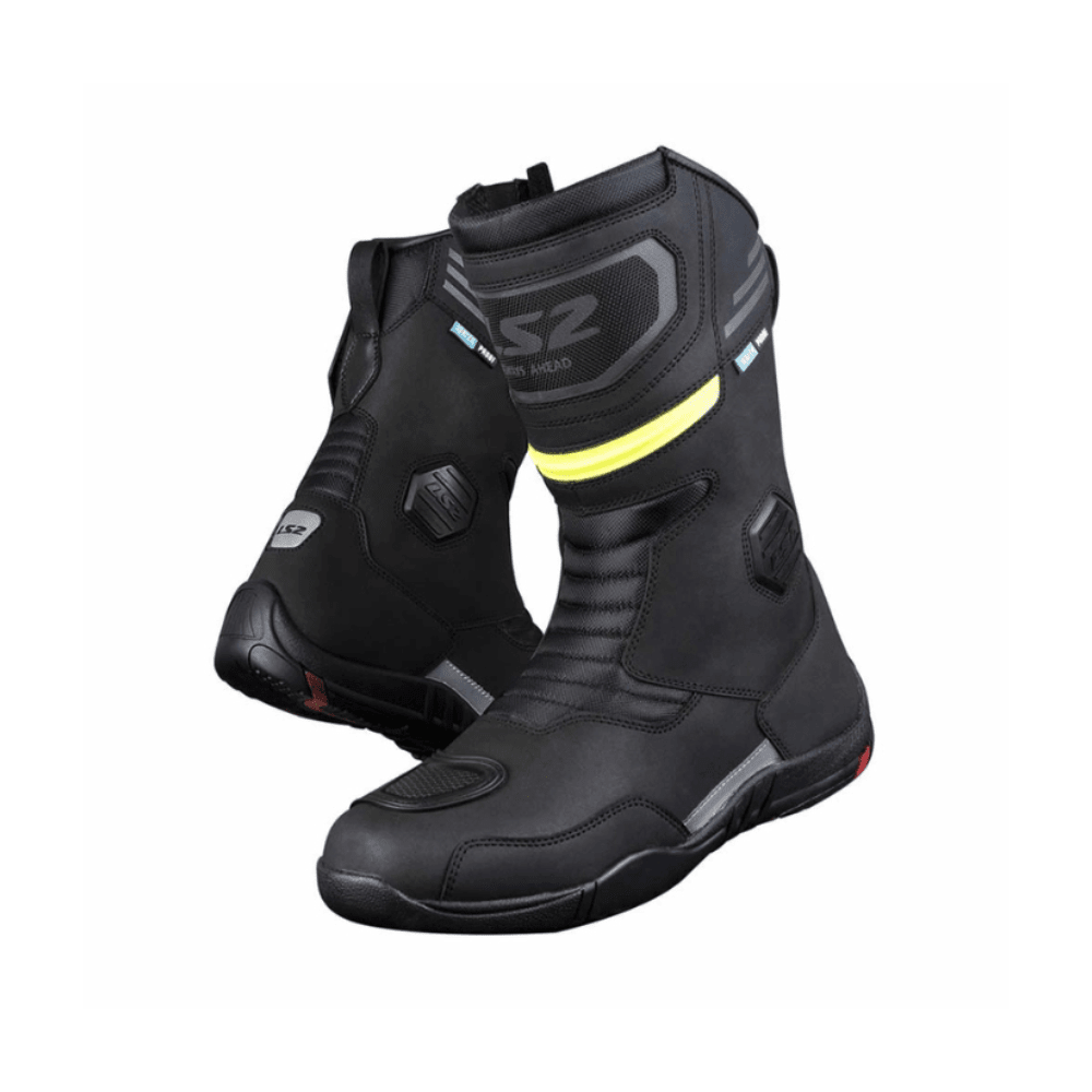 BOTA PARA MOTO HOMBRE LS2 GOBY WP IMPERMEABLE NEGRA Y AMARILLA1