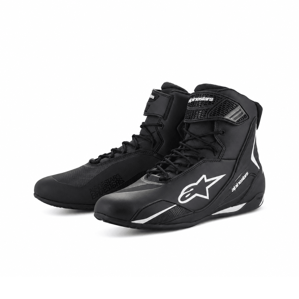BOTA PARA MOTO ALPINESTARS FASTER-4 NEGRO BLANCO CON PROTECCIÓN DEPORTIVA1