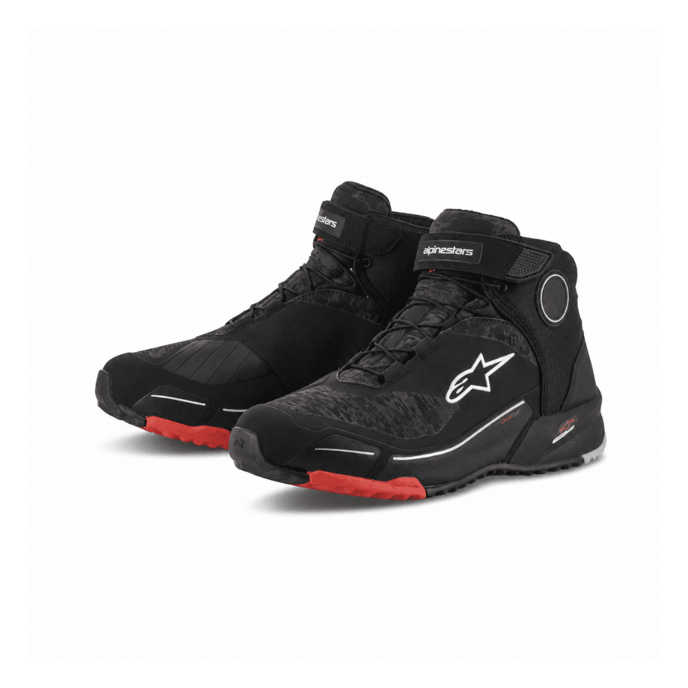 BOTA PARA MOTO ALPINESTARS CR-X DRYSTAR RIDING NEGRO CAMO ROJO IMPERMEABLE1