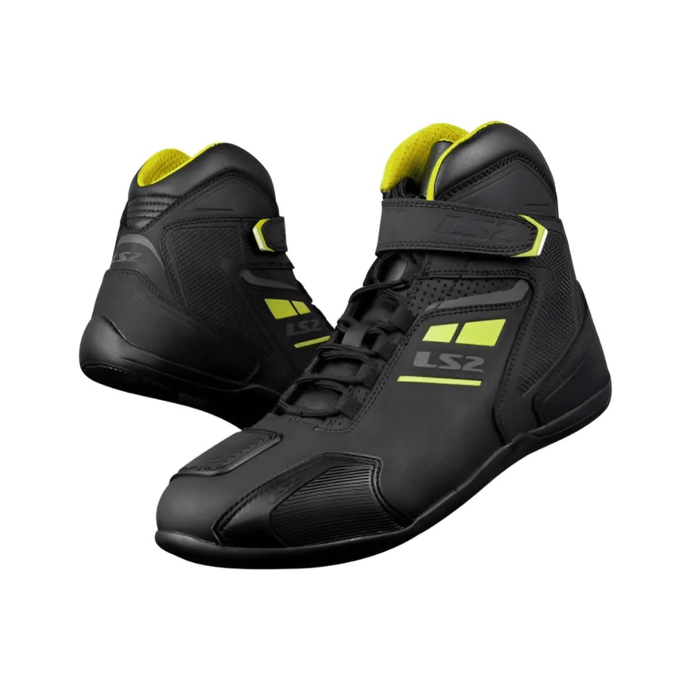 BOTA PARA MOTO HOMBRE LS2 GARRA CON PROTECCIONES NEGRA Y AMARILLA1
