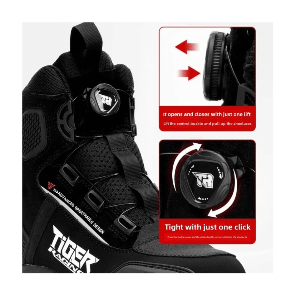 BOTAS PARA MOTO TR TIGER R1 URBANAS CON AJUSTE ROTATIVO NEGRAS5