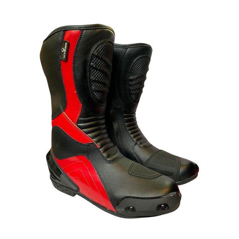 Botas Vitese Gp54 Larga Cuero Negro Rojo1