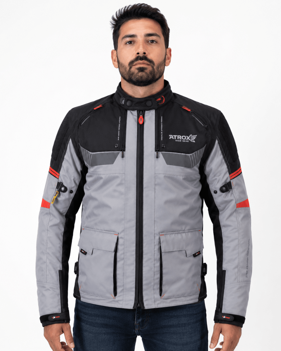 CHAQUETA PARA MOTO ATROX ANDES CON PROTECCIONES NEGRA GRIS5