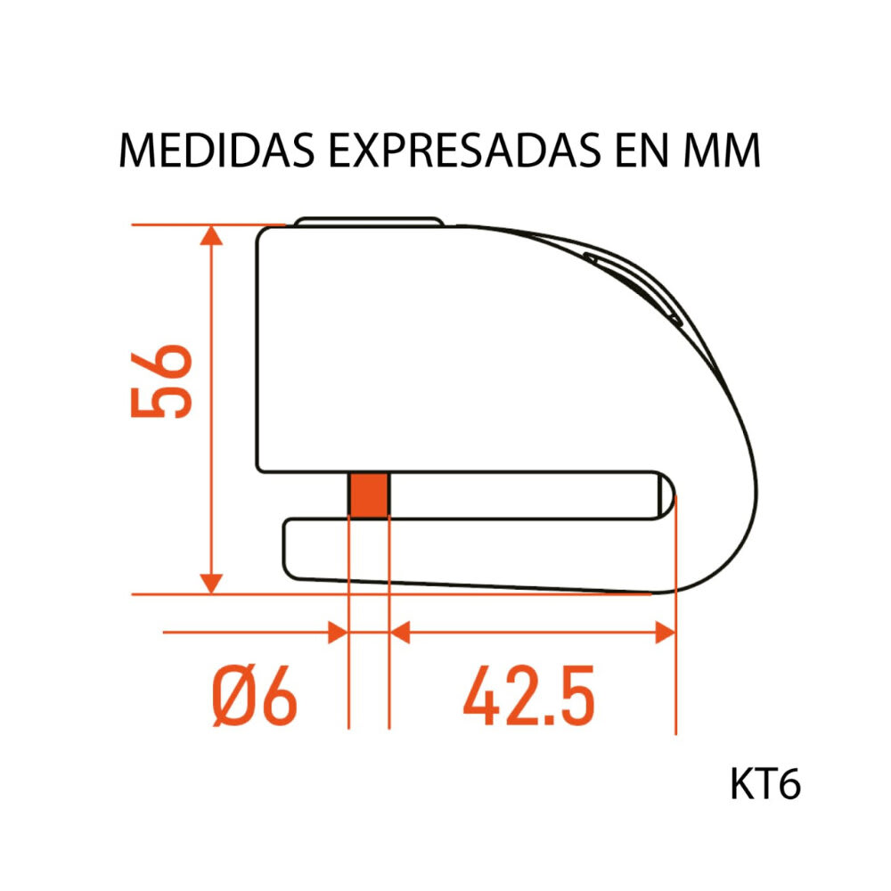 CANDADO PARA MOTO KOVIX KT6 CON ALARMA NEGRO KT6/CB-BK6