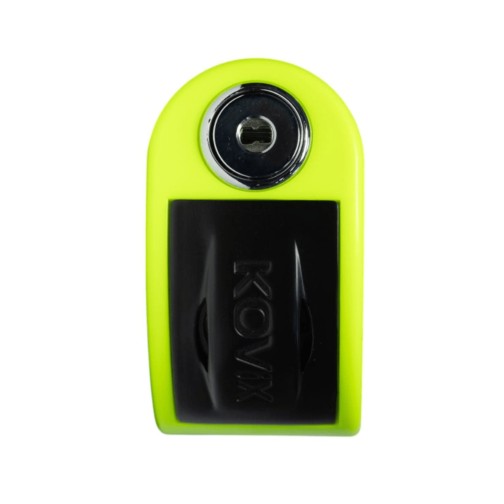 CANDADO PARA DISCO DE MOTO KOVIX KT6-FO CON ALARMA VERDE FLÚOR2