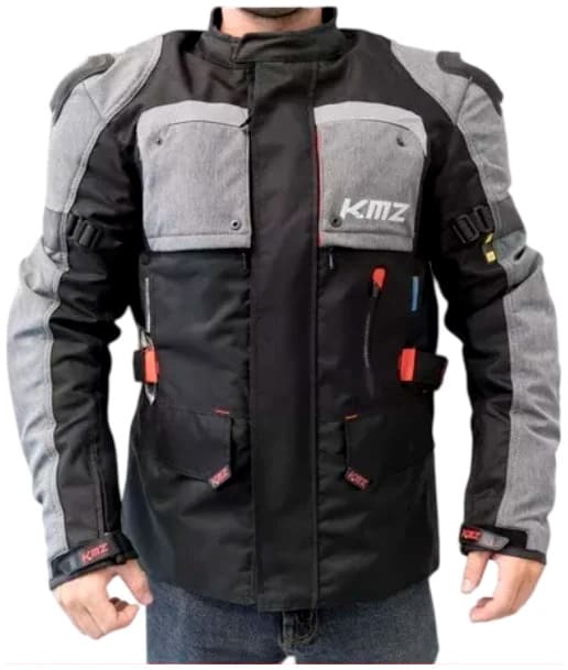Chaqueta De Moto Kmz Qatar Negro Gris1